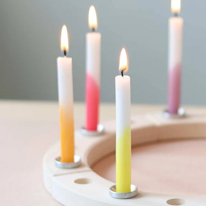 Grimm's Dip Dye Rainbow Candles - 12 Pack for Celebration Rings