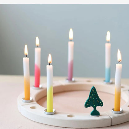 Grimm's Dip Dye Rainbow Candles - 12 Pack for Celebration Rings