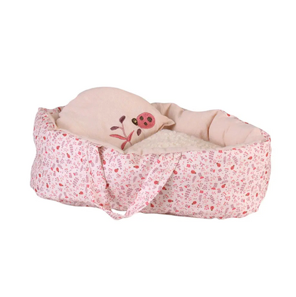 Egmont Toys Carry Cot Ladybug Small pink doll cot with pillow and blanket