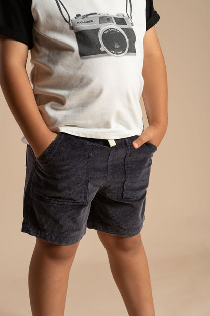 Navy Washed Cord Shorts