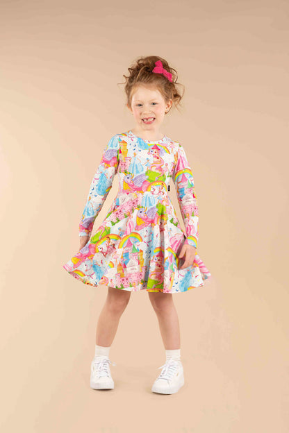 Rock Your Baby - Castles In the Air Long Sleeve Waisted Dress