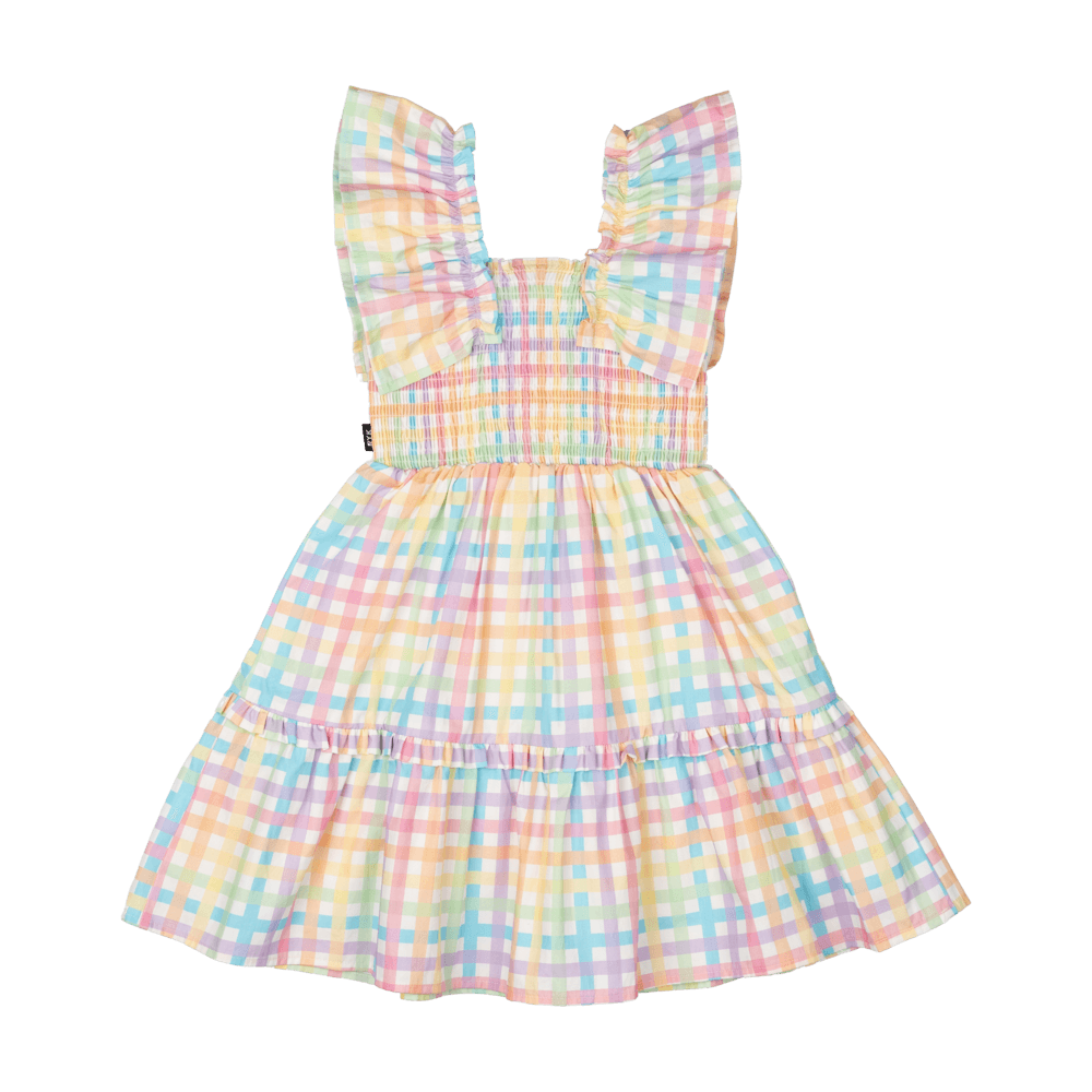 Rock Your Baby - Rainbow Plaid Dress (sizes 2-7)