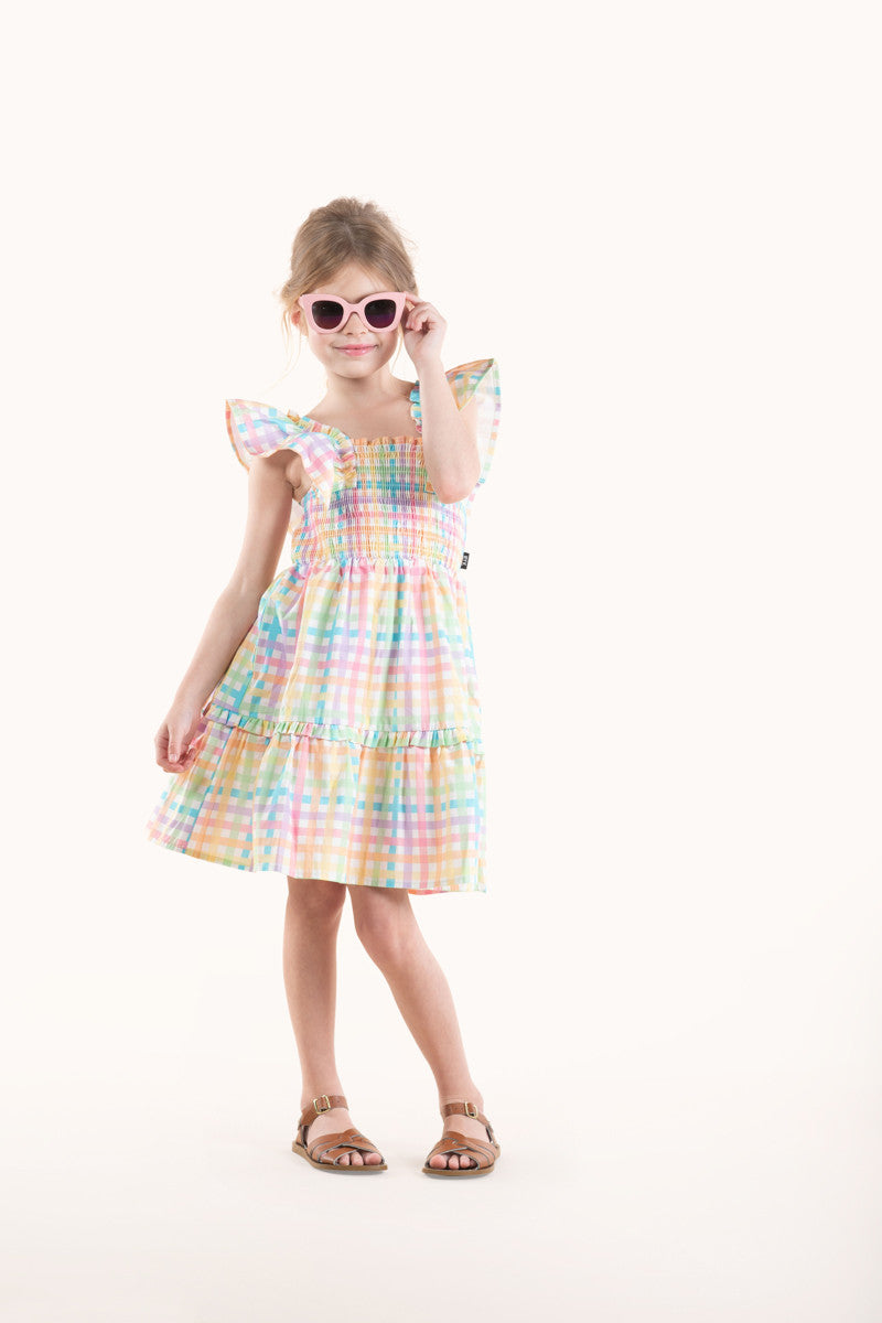 Rock Your Baby - Rainbow Plaid Dress (sizes 2-7)