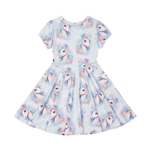 Rock Your Baby - Blue Unicorn Waisted Dress