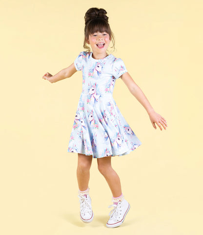 Rock Your Baby - Blue Unicorn Waisted Dress