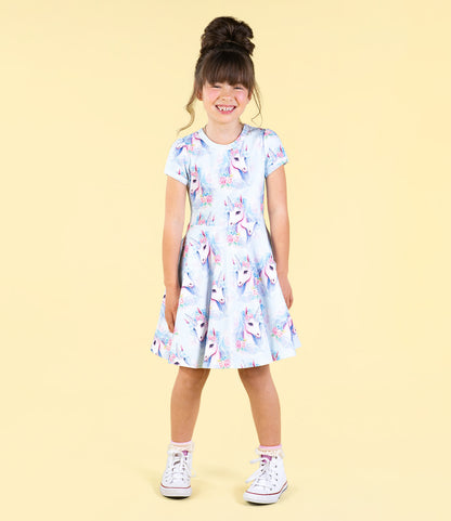 Rock Your Baby - Blue Unicorn Waisted Dress
