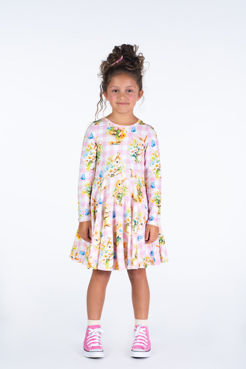 Rock Your Baby - Bunny Bouquet Waisted Dress (sizes 8-12)