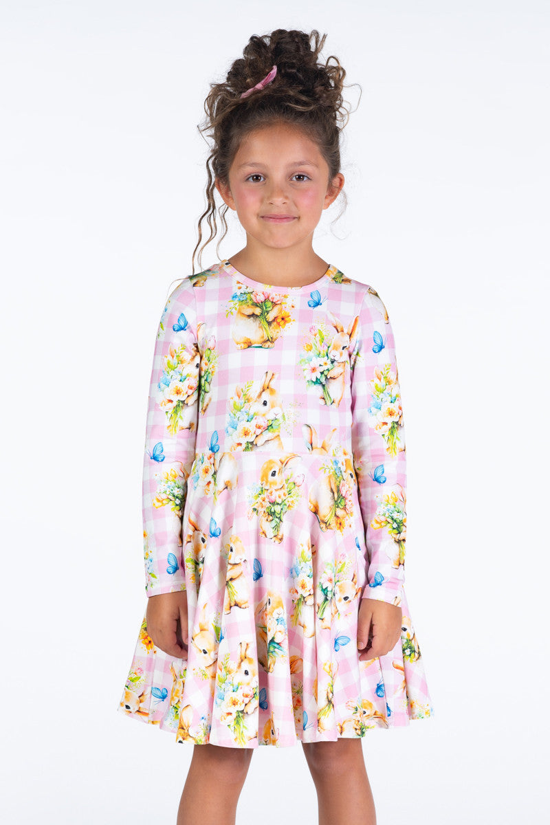 Rock Your Baby - Bunny Bouquet Waisted Dress (sizes 2-7)