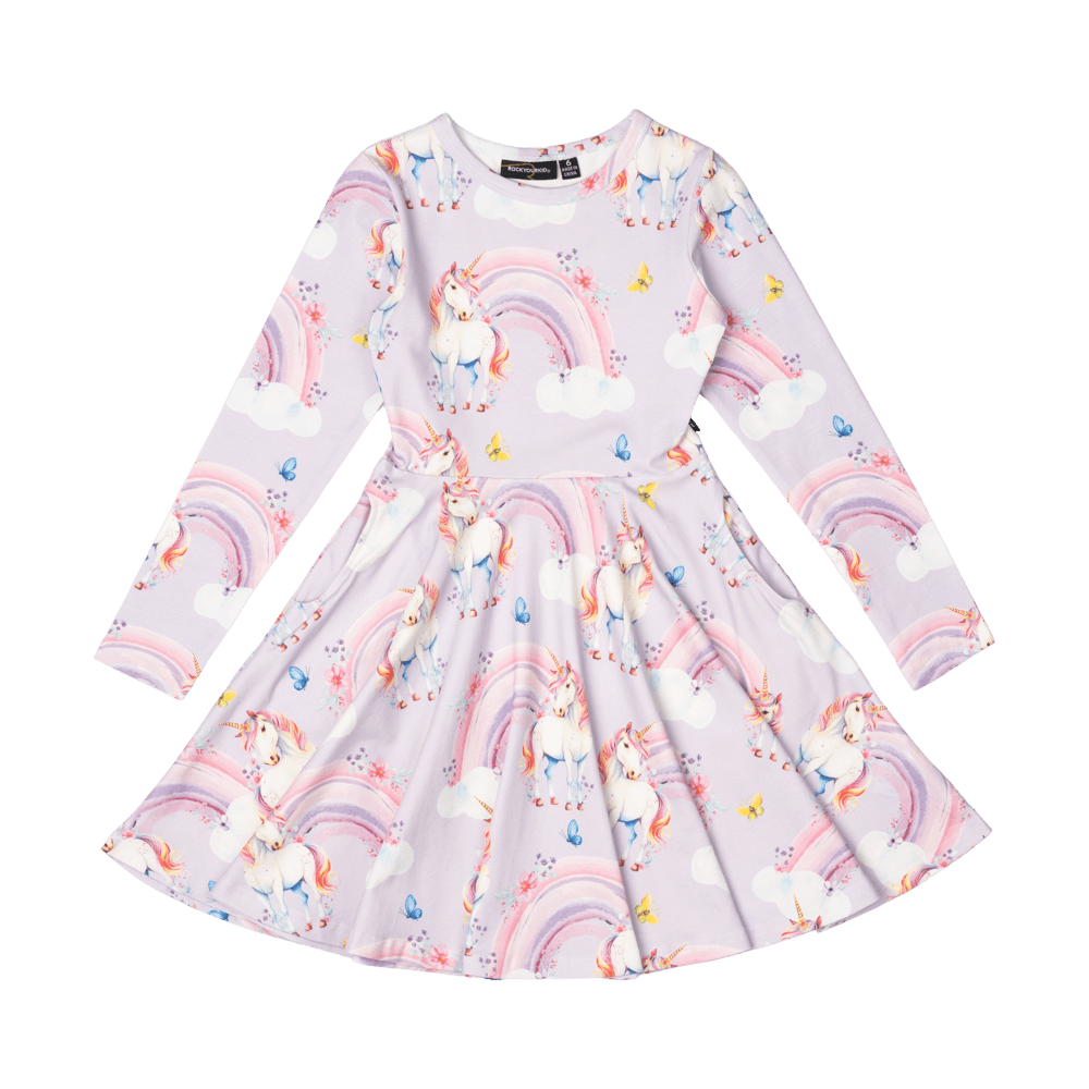 Rock Your Baby - Dreamscapes Long Sleeve Waisted Dress (sizes 2-7)