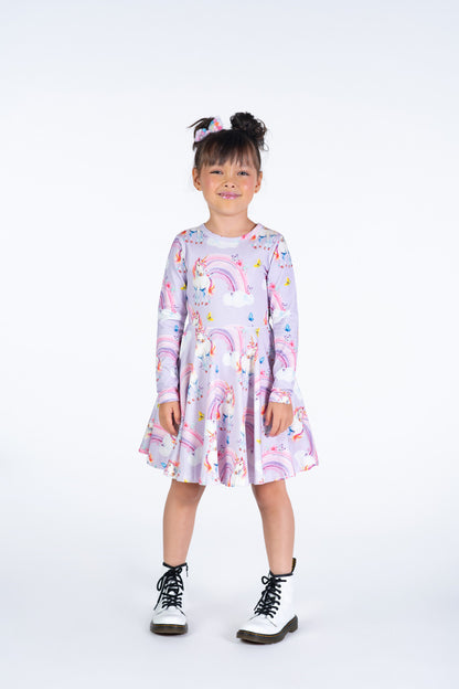 Rock Your Baby - Dreamscapes Long Sleeve Waisted Dress (sizes 8-12)