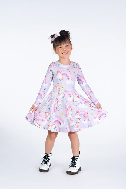 Rock Your Baby - Dreamscapes Long Sleeve Waisted Dress (sizes 2-7)