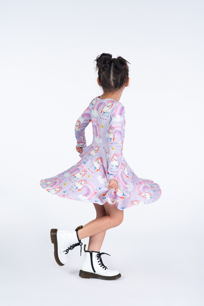 Rock Your Baby - Dreamscapes Long Sleeve Waisted Dress (sizes 2-7)