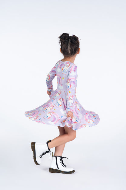 Rock Your Baby - Dreamscapes Long Sleeve Waisted Dress (sizes 8-12)