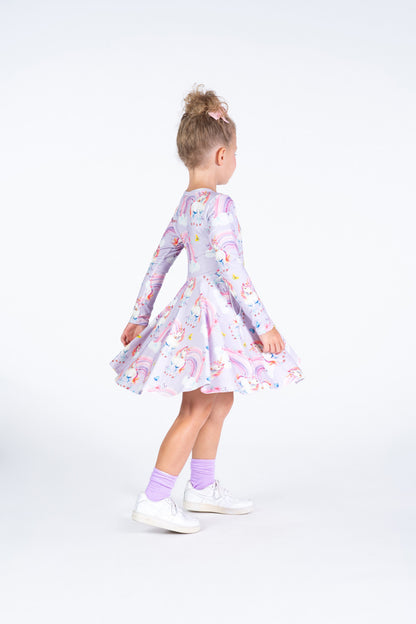 Rock Your Baby - Dreamscapes Long Sleeve Waisted Dress (sizes 8-12)