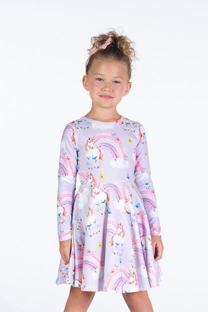 Rock Your Baby - Dreamscapes Long Sleeve Waisted Dress (sizes 2-7)