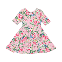 Rock Your Baby - Pink Garden Mabel Waisted Dress (sizes 2-7)