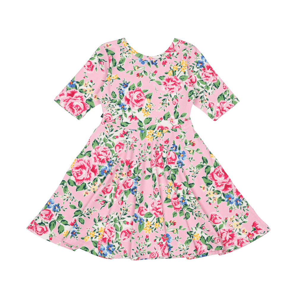 Rock Your Baby - Pink Garden Mabel Waisted Dress (sizes 2-7)