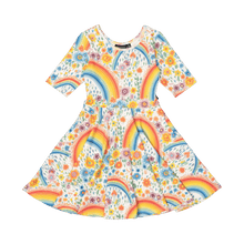 Rock Your Baby - Rainbows and Flowers Mabel Waisted Dress (sizes 8-12)