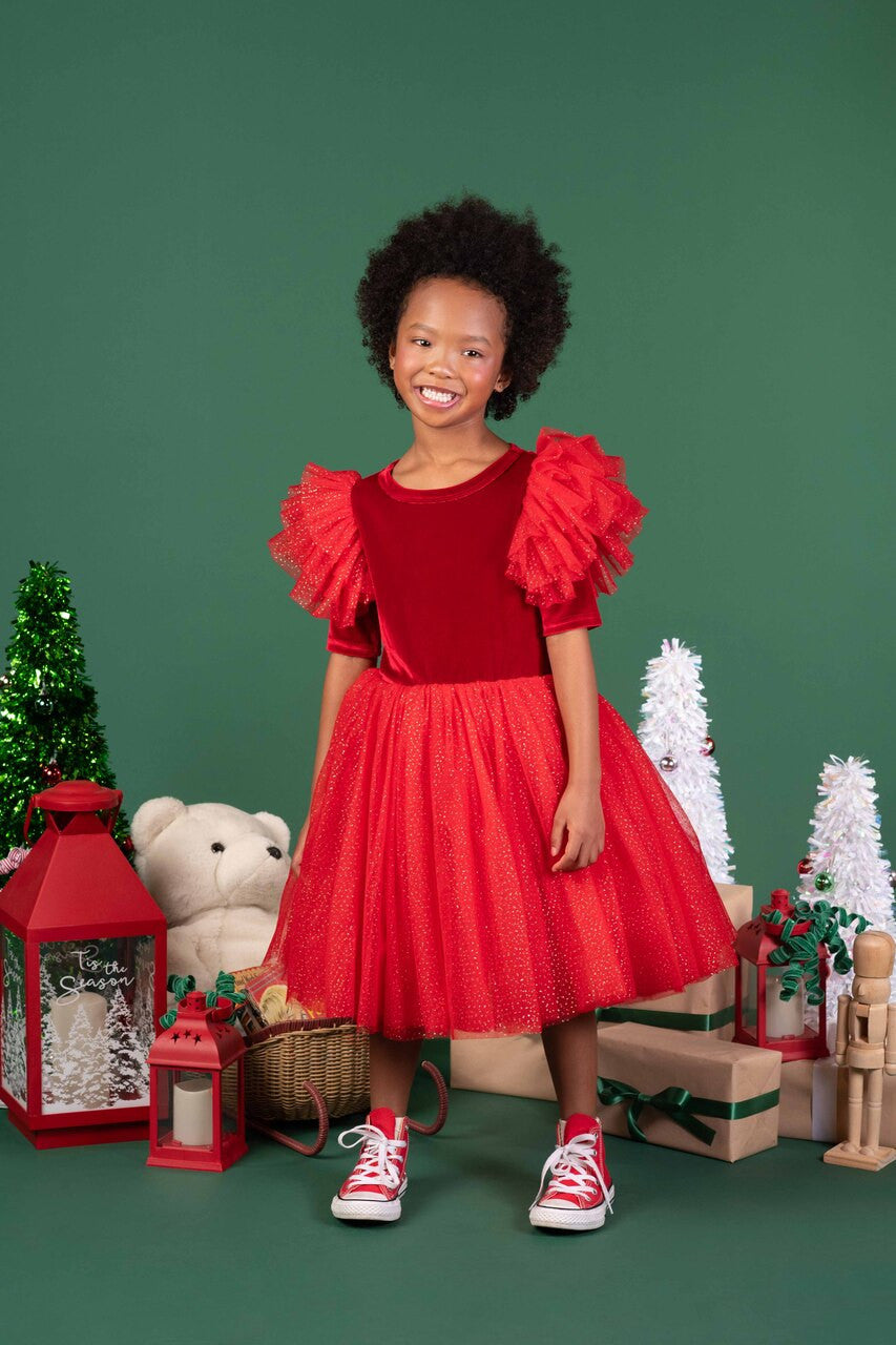 Rock Your Baby - Red Velvet Sparkle Party Dress