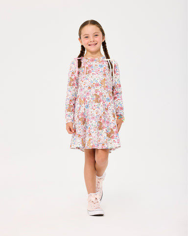 Rock Your Baby - Ditsy Bunny Long Sleeve Waisted Dress