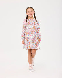Rock Your Baby - Ditsy Bunny Long Sleeve Waisted Dress