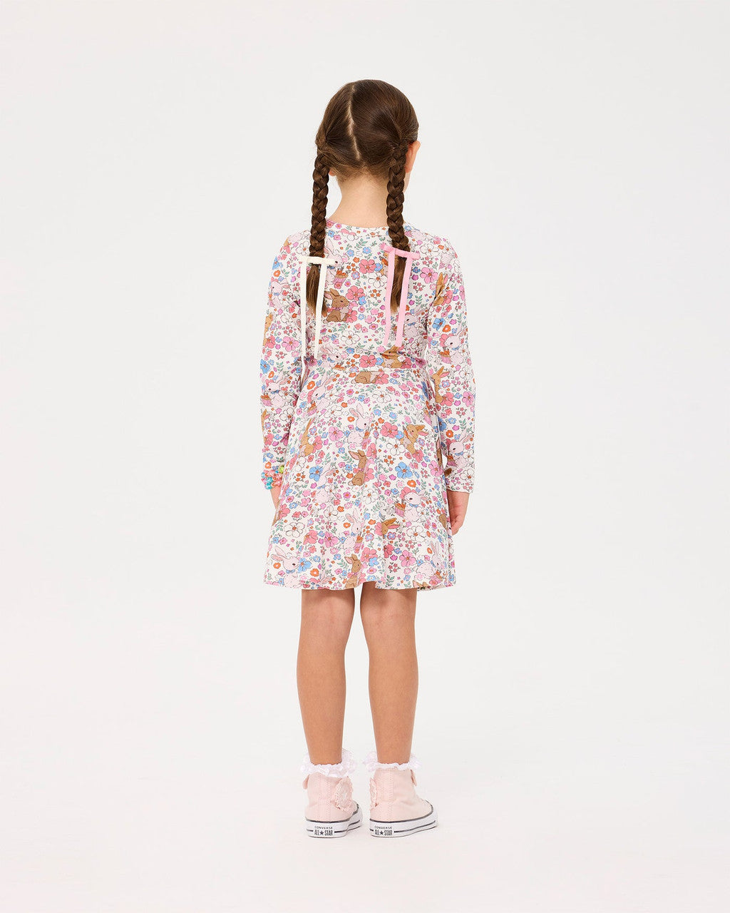 Rock Your Baby - Ditsy Bunny Long Sleeve Waisted Dress