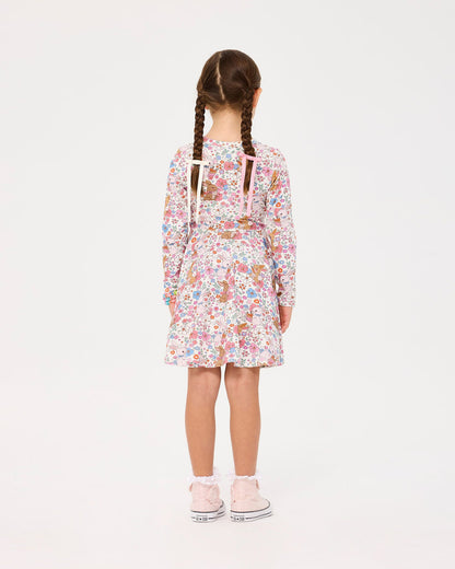 Rock Your Baby - Ditsy Bunny Long Sleeve Waisted Dress