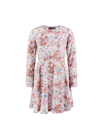Rock Your Baby - Ditsy Bunny Long Sleeve Waisted Dress