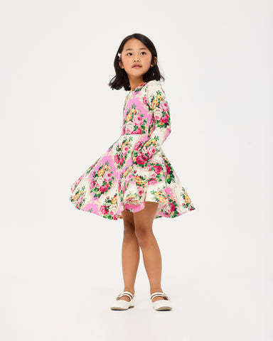 Rock Your Baby - Rosette Long Sleeve Waisted Dress