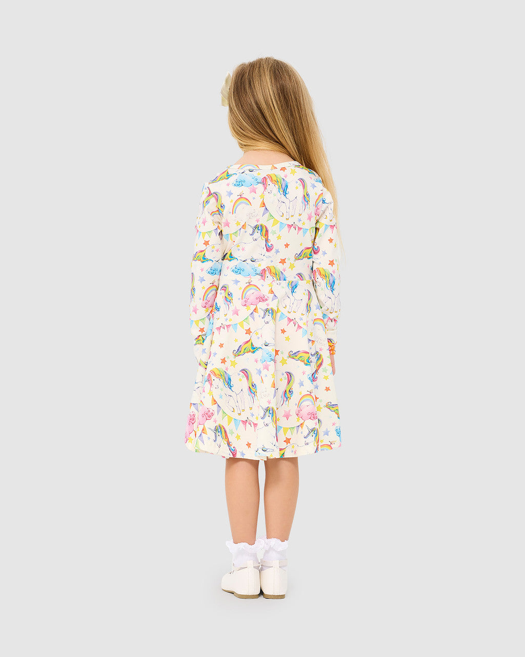 Rock Your Baby - Unicorn Flags Long Sleeve Waisted Dress