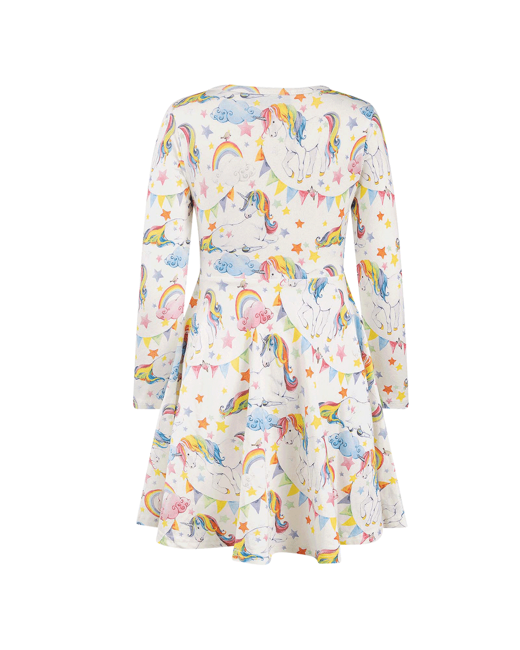 Rock Your Baby - Unicorn Flags Long Sleeve Waisted Dress