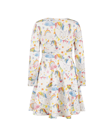 Rock Your Baby - Unicorn Flags Long Sleeve Waisted Dress