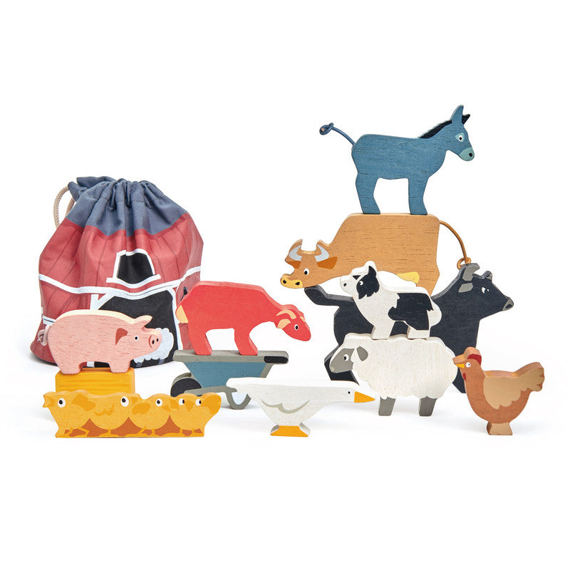 Tender Leaf Toys - Stacking Farmyard Animals with Bag