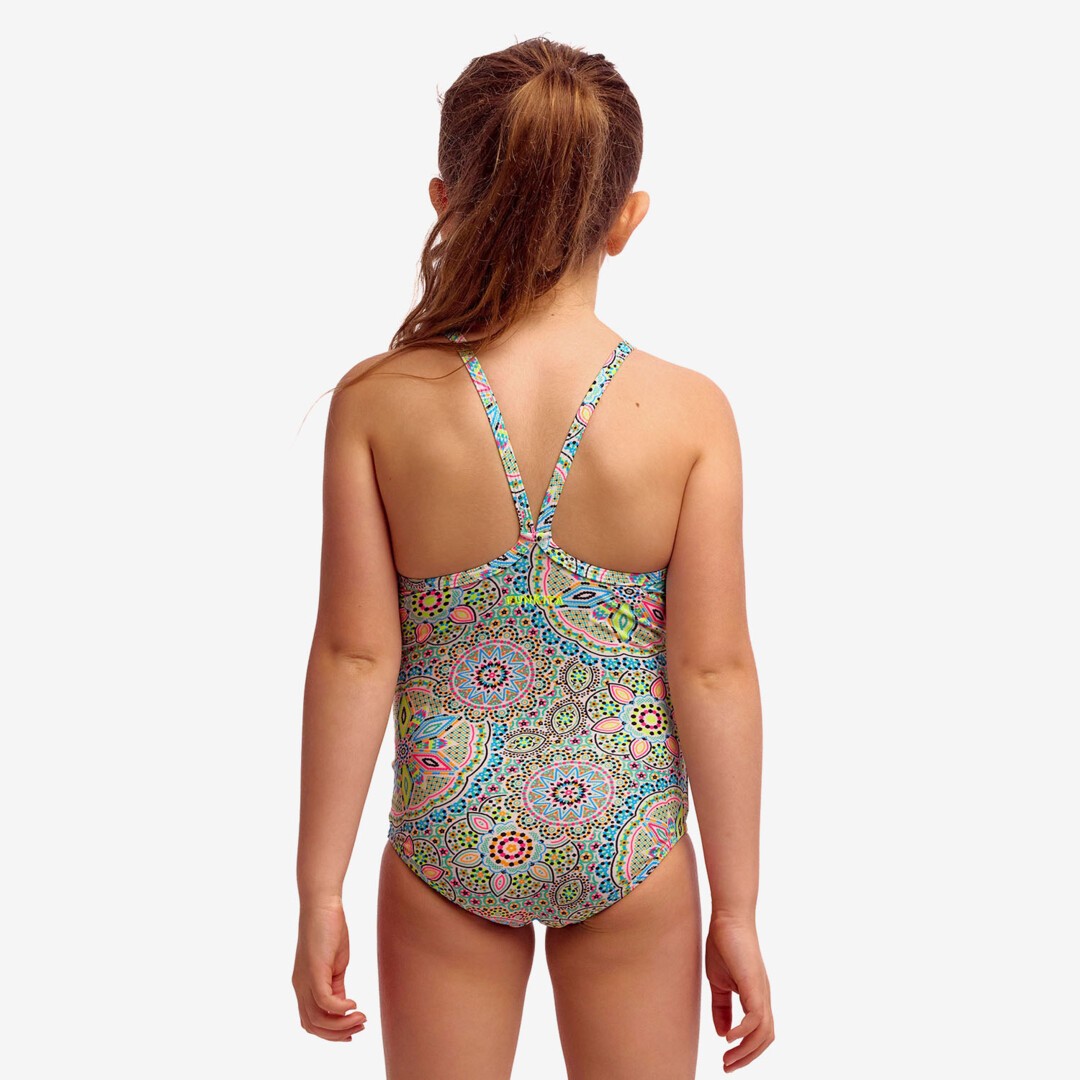 Funkita Toddler Girls Pretti Penny printed one piece swimsuit with colourful chlorine-resistant design