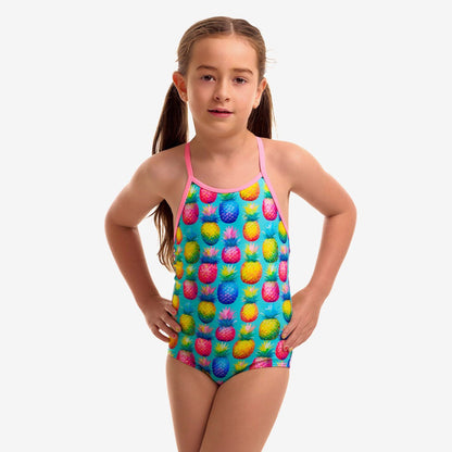 Funkita Toddler Girls Punchy Bunch printed one piece swimsuit with colourful design and full back coverage
