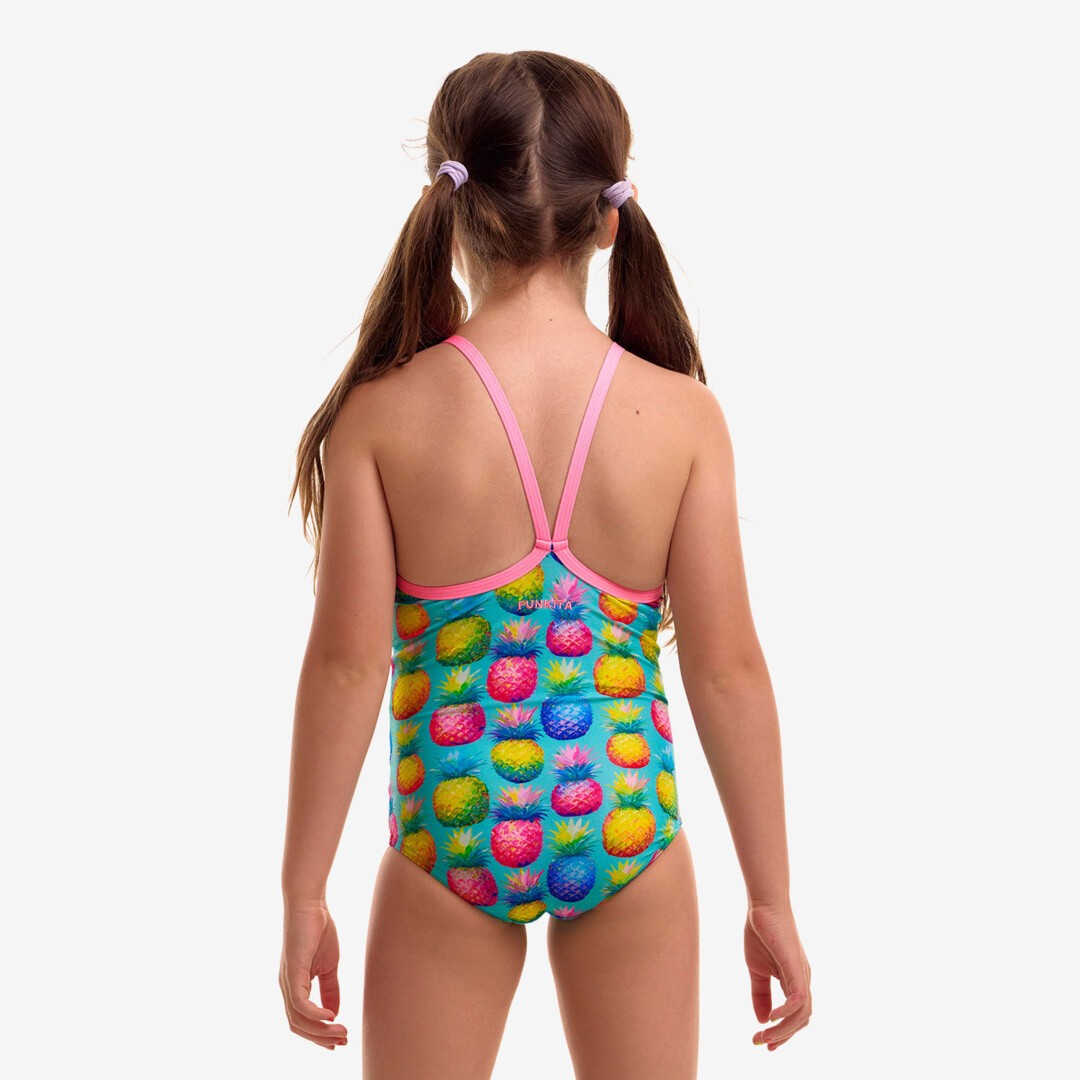 Funkita Toddler Girls Punchy Bunch printed one piece swimsuit with colourful design and full back coverage