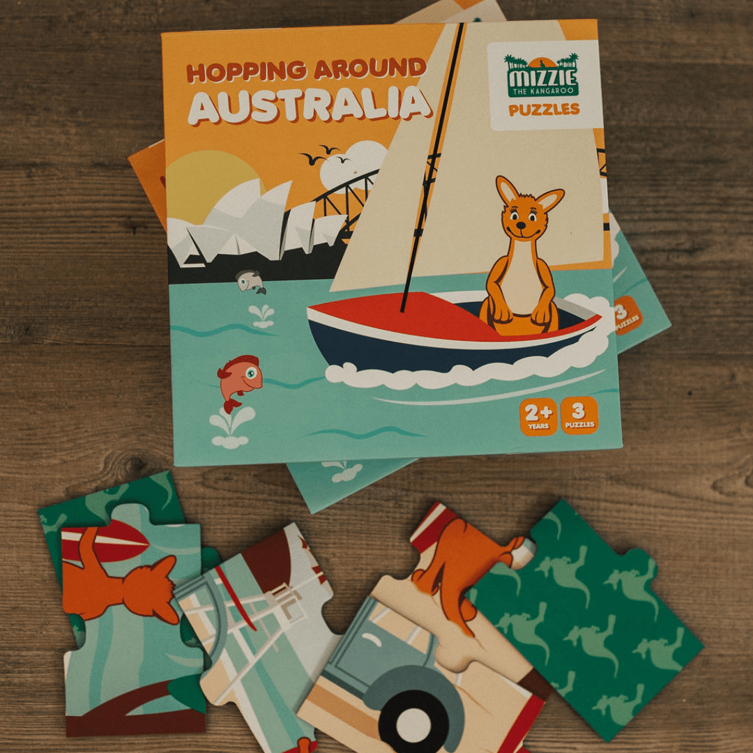 Mizzie the Kangaroo Puzzle Box Set - Hopping Around Australia