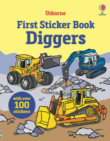 Usborne First Sticker Book Diggers with construction vehicles, excavators and over 100 stickers