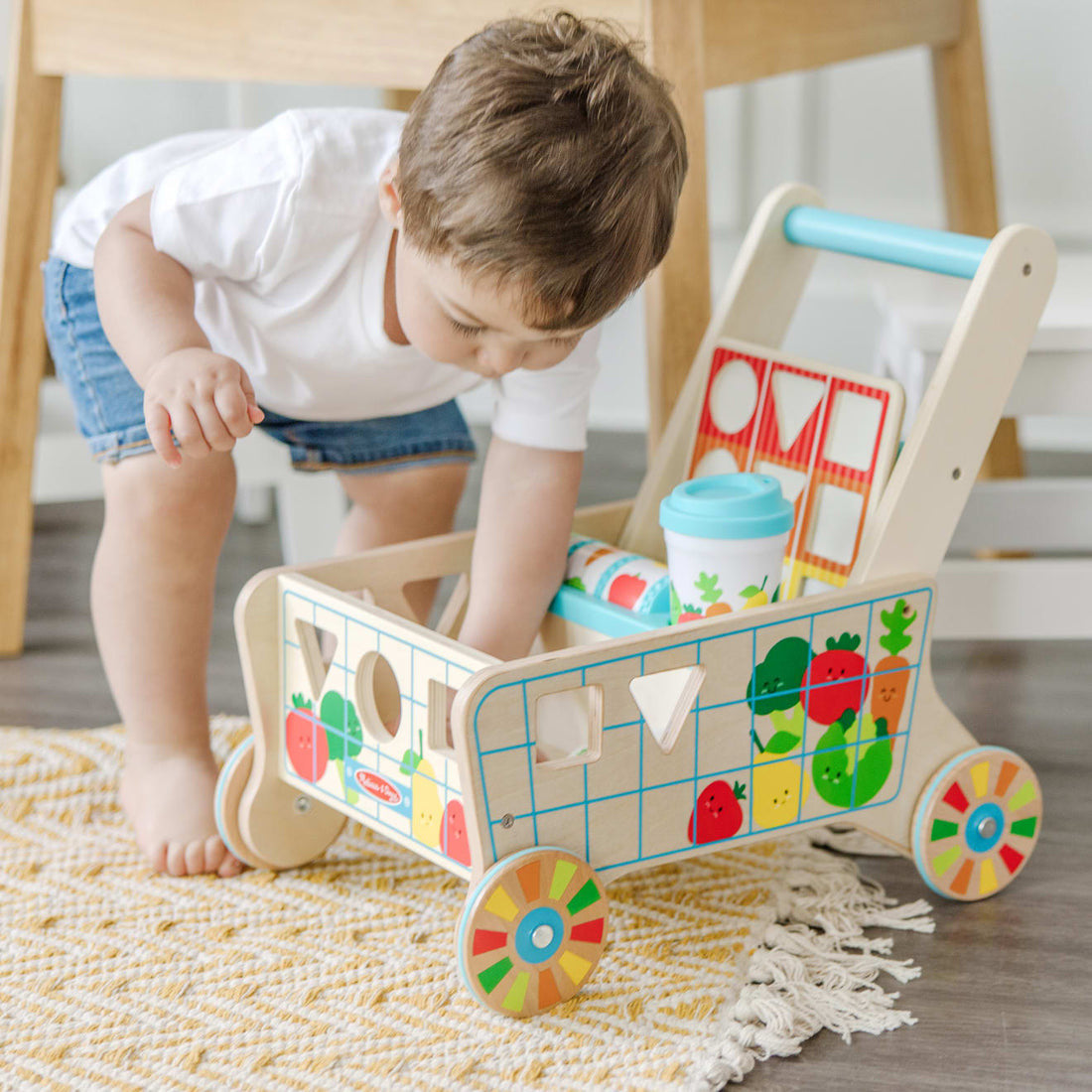 Melissa & Doug -  Wooden Shape Sorting Grocery Cart