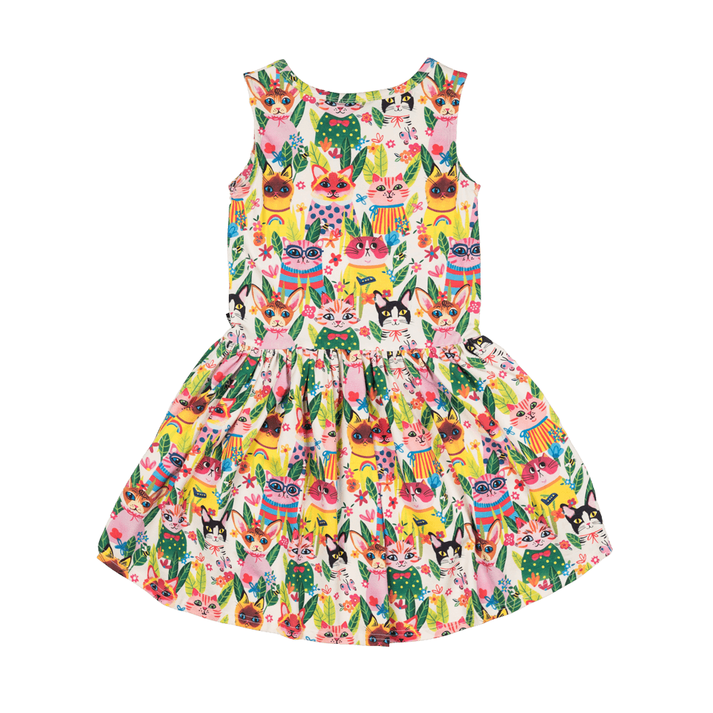 Cool Cats Sleeveless Drop Waist Dress