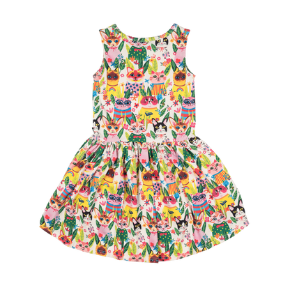Cool Cats Sleeveless Drop Waist Dress