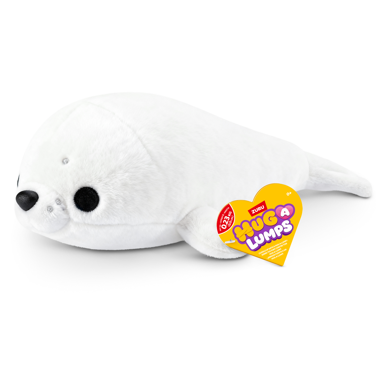 ZURU Hug-a-Lumps Sandy the Seal weighted fluffy plush toy in white, baby 0.23kg soft sensory plush for babies and kids aged 0+