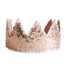 Alimrose rose gold sequin crown with adjustable ribbon ties for children's dress-up play