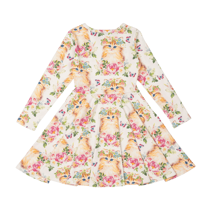 Kitty Kats Long Sleeve Waisted Dress