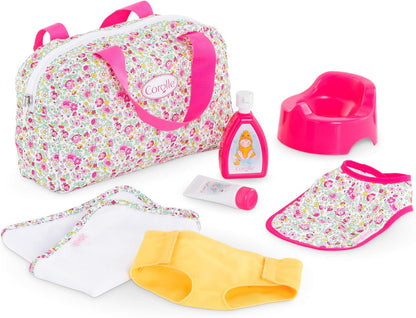 Corolle Mon Grand Poupon - Floral Changing Bag & Accessories Set for 36 Dolls