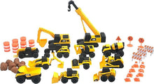 CAT Little Machines Mega Set 41 piece construction toy vehicle set with XL crane, excavator, cones and signs