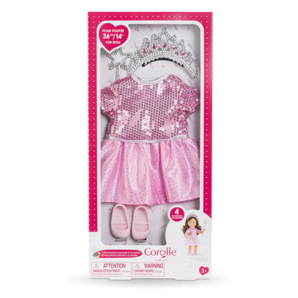 Birthday Princess outfit pieces laid out separately, showing the soft pink fabric and easy closures