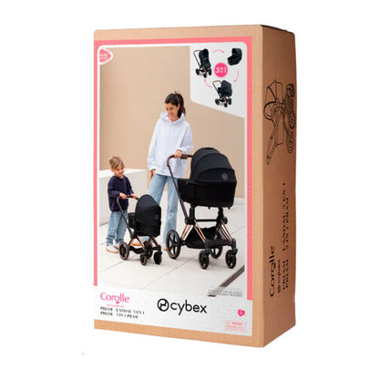 Corolle x Cybex doll pram in buggy mode, with the seat unit facing forward for an older doll
