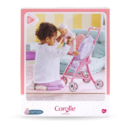 Corolle flowered doll stroller in its packaging, recommended for children from 18 months