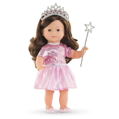 36cm Ma Corolle doll wearing pink Birthday Princess dress, tiara and shoes with star wand